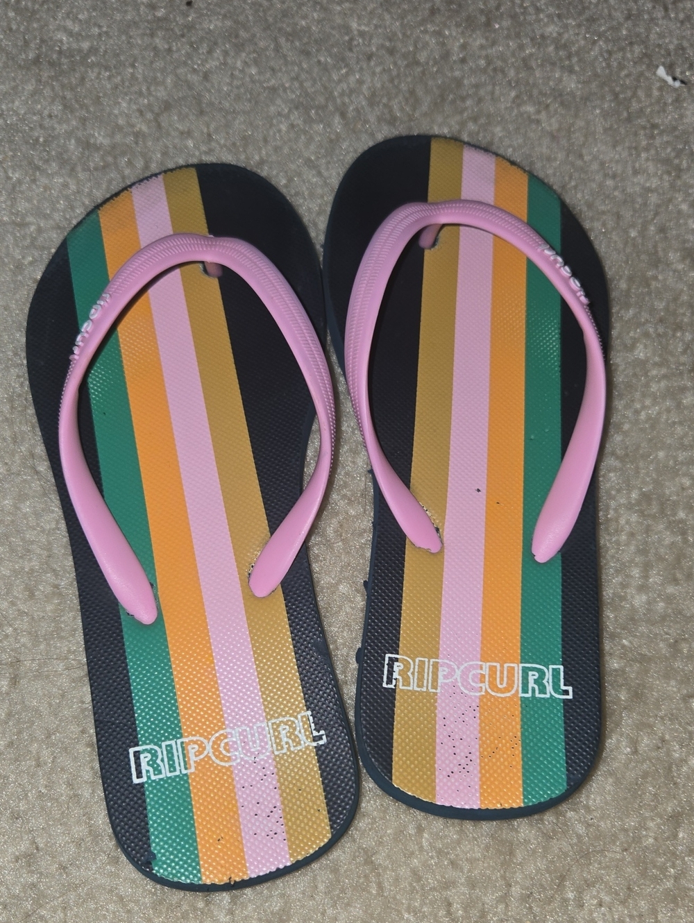 Rip Curl Colorblock Stripe Flip Flops — Pink, Green, Yellow, Orange, Black